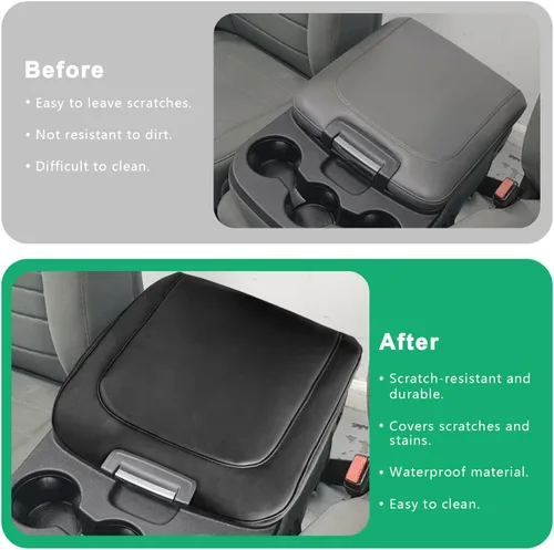 Vista 4 de Funda de repuesto para reposabrazos de consola central, adecuada para Dodge Ram 1500 2500 3500 2013-2018 con consola de asiento de salto, protector