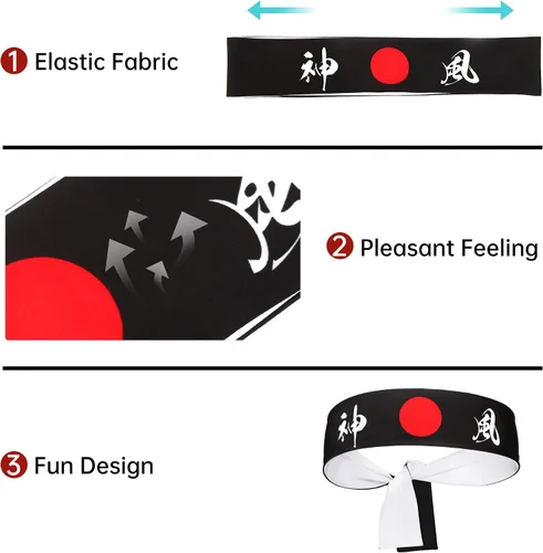 Vista 29 de Diadema reversible de guerrero, Bushido Hachimaki para karate, Halloween, sushi
