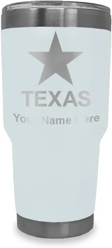Vista 34 de LaserGram Vaso aislado al vacío de 20 onzas, bandera de Texas, grabado personalizado incluido (negro)