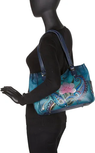 Vista 5 de Anna by Anuschka Women's Genuine Leather Shoulder Bag - Hand Painted Original Artwork Exterior