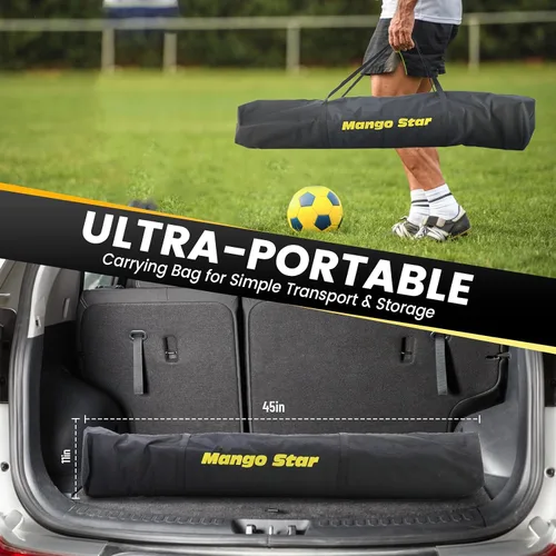 Vista 7 de MangoStar Portería de fútbol, 3,7 x 1,8 m con base metálica plegable, red de fútbol portátil para patio trasero, fácil de montar, red de fútbol
