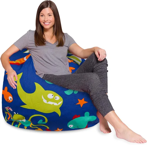 Vista 38 de Posh Beanbags - Sillón puff XL, 48 pulgadas, tela de lona para colorear - Mundo divertido Azul Rey Sólido