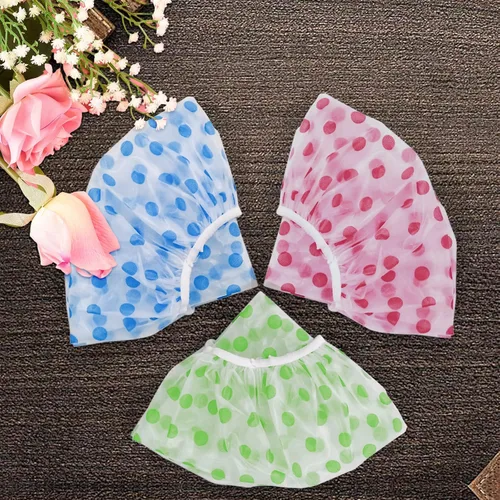 Vista 6 de 3 gorros de ducha, elásticos, reutilizables, impermeables, de plástico, para mujer