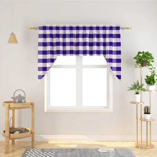 Vista 243 de Cenefas de cortina para ventana de 16 pulgadas de largo, 2 paneles de cuadros búfalo, cortinas pequeñas con bolsillo para barra, estilo clásico