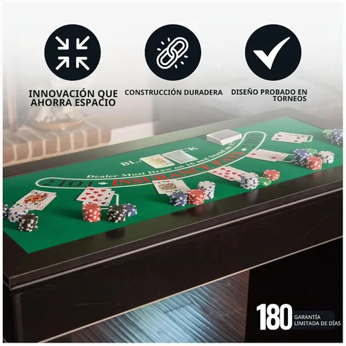Vista 8 de Hathaway Classic Monte Carlo 4 en 1 mesa de juego de casino – Incluye mesa de dados, mesa de ruleta, mesa de blackjack que se puede utilizar como