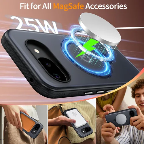 Vista 4 de Oneagle Soporte magnético giratorio de 360° para Google Pixel 10a funda translúcida [compatible con MagSafe], funda delgada mate para teléfono Pixel