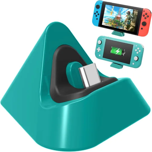 Vista 3 de Base de carga portátil para Nintendo Switch Lite y Nintendo Switch, estación de carga estable para Switch Lite con puerto de entrada tipo C