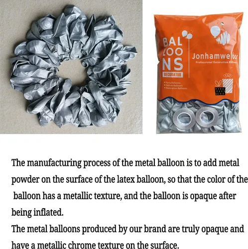 Vista 2 de Jonhamwelbor Globos cromados plateados metálicos, paquete de 50 globos de látex plateado brillante de 12 pulgadas para mujeres, hombres, niños