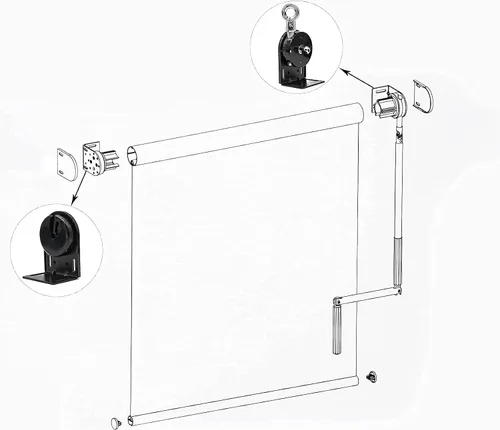 Vista 2 de Soporte de instalación de persianas enrollables, piezas de repuesto para parasol, kit de manivela inalámbrica, para parasol externo Coolaroo