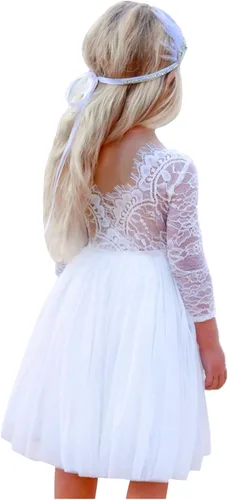 Vista 16 de 2Bunnies - Vestido de fiesta con tutú de tul, espalda de encaje de rosa, tipo A, para niñas Maxi sin mangas de encaje