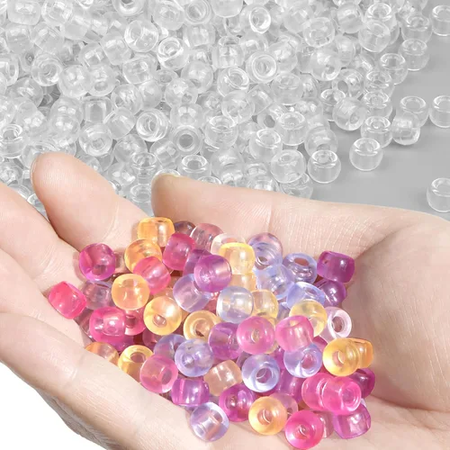 Vista 7 de Cuentas de Pony de Plástico Coloridas para Pulsera para Hacer Joyas para Pulseras de Amistad 6x9mm Multicolor para Cuentas Trenzado de Cabello