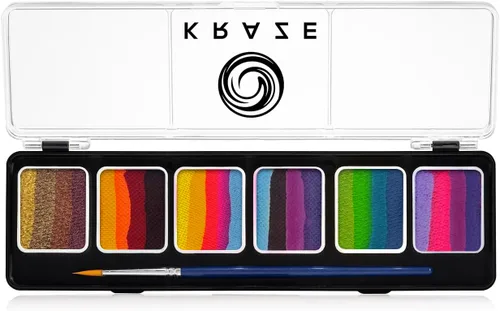 Vista 11 de Kraze FX Splash Glam - Paleta metálica de 6 colores para tartas divididas (6 gm) con pincel, activada por agua, hipoalergénica, segura, no tóxica