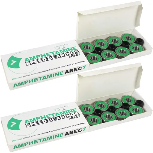 Vista 3 de Amphetamine ABEC 7 Rodamientos para patines en línea, incluye rodamientos para 8 ruedas, color verde