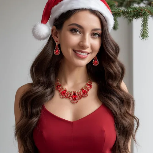 Vista 4 de BriLove Conjunto de collar y aretes colgantes para mujer, diseño de lágrima de cristal