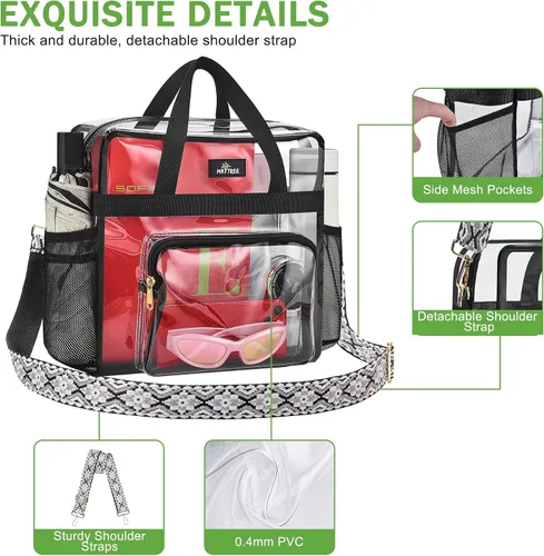 Vista 87 de MAY TREE Bolsa transparente para eventos en estadios de 12 x 6 x 12 pulgadas, bolsa de almuerzo transparente con correas reforzadas para trabajo