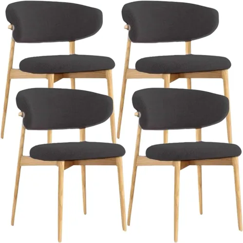 Vista 20 de YVYKFZD Juego de sillas de comedor, sillas de cocina de madera maciza, silla de comedor tapizada con respaldo curvo, silla de sala de estar sin Gris