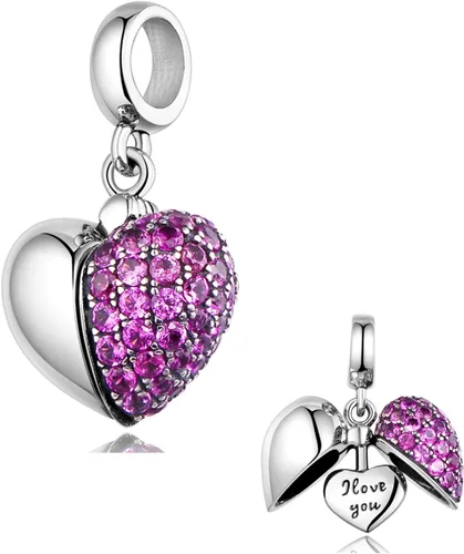 Vista 2 de GW Colgante de plata de ley 925 con dije de corazón para mujeres y niñas, Cristal Metal, cristal