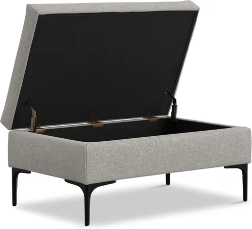 Vista 4 de SIMPLIHOME Rebecca - Mesa de centro rectangular de almacenamiento, otomana rectangular de 36 pulgadas de ancho con aspecto de lino tapizada