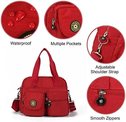 Vista 6 de Gladdon Bolsos cruzados pequeños de nailon para mujer, con múltiples bolsillos, bolsos de hombro para mujer, con correa ajustable