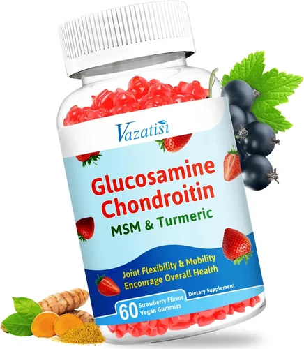 Vista 9 de Gomitas de condroitina de glucosamina – Gomitas de glucosamina con MSM, cúrcuma y boswellia, cartílago de apoyo, estructura articular y tejido