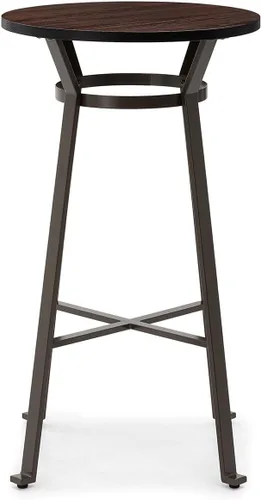 Vista 9 de Glitzhome Mesa redonda de bar, 41.25 pulgadas de alto, mesa de pub bistró de madera con reposapiés de metal con patas en X, mesa de isla de cocina