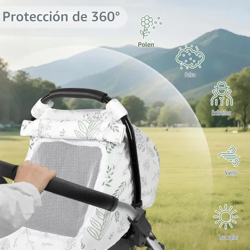 Vista 3 de Funda de muselina para asiento de automóvil para bebé con ventana de malla extragrande, funda transpirable para asiento de automóvil infantil