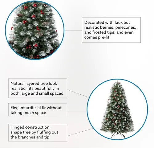 Vista 12 de Naomi Home - Árbol de Navidad realista preiluminado de 6.5 pies, 400 luces Con bisagras