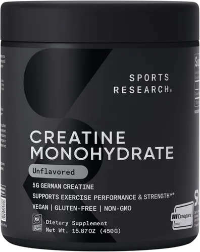 Vista 9 de Sports Research Creatine Monohydrate - Ganar músculo magro, mejorar el rendimiento y la fuerza y apoyar la recuperación del entrenamiento* - 5 g