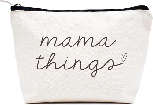 Vista 194 de LIBIHUA Bolsa de maquillaje para mujer, bolsa de cosméticos regalos para ella, bolsa de viaje femenina, Beige, 1 en mi era de Lacrosse Mom