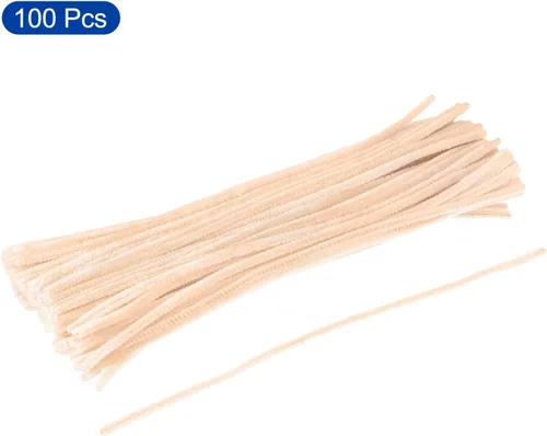 Vista 3 de MECCANIXITY Tallos de felpilla para limpiar pipas de 12 pulgadas para manualidades, manualidades, color beige, paquete de 100