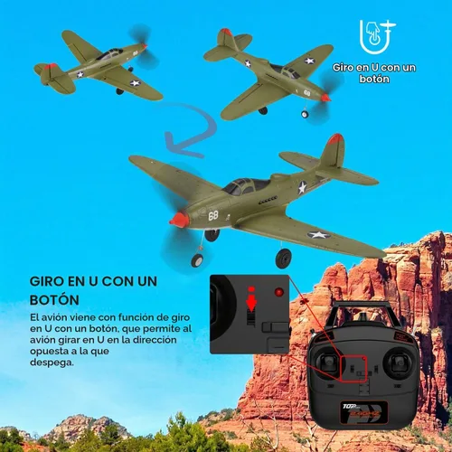 Vista 4 de Avión de control remoto RTF 4 canales RC Plane 402MM Wingspan Micro Scaled Warbird con una tecla acrobática aeronave de una tecla giro en U