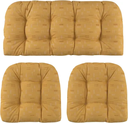 Vista 45 de RSH DECOR: Sunbrella - Juego de 3 cojines de mimbre copetudos 41 x 19 pulgadas y 19 x 19 pulgadas Fabricado con tela de rendimiento Sunbrella