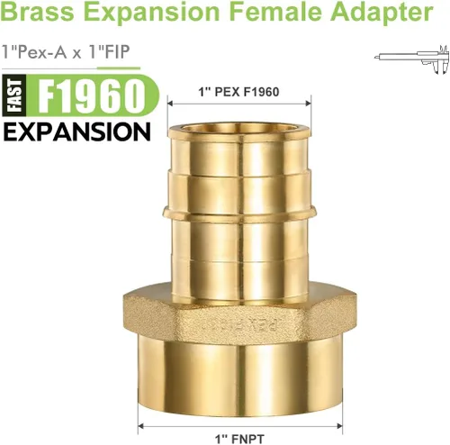 Vista 2 de Paquete de 2 adaptadores Pex-A hembra, 1 pulgada hembra NPT a 1 pulgada PEX-A latón expansión PEX-A accesorios PEX-A, latón sin plomo NSF/ANSI 61