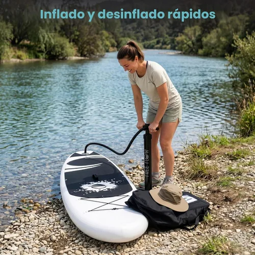 Vista 7 de SereneLife Tabla de remo inflable de 10 pies 6 pulgadas con accesorios de SUP de primera calidad, diseño amplio y estable con almohadilla