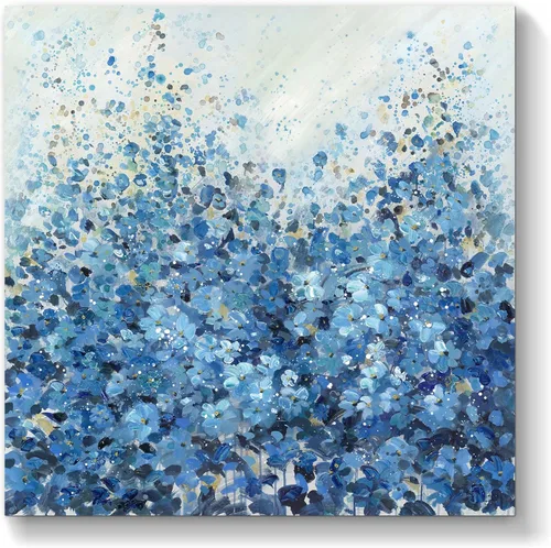 Vista 9 de TAR TAR STUDIO Lienzo abstracto de flores azules para pared, 12 x 12 pulgadas, impresión sin marco, decoración botánica para dormitorio, sala
