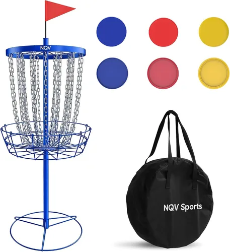 Vista 9 de NQV PRO Disc Golf Basket,Heavy Duty 24 Chain Portable Target with Transit Bag, Outdoor/Indoor