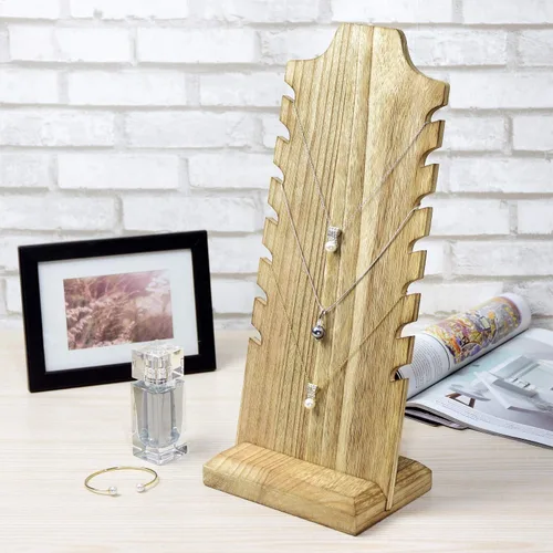 Vista 7 de MOOCA Collar independiente de madera ligera soporte de exhibición de caballete para múltiples collares busto y collares soporte de exhibición