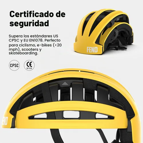 Vista 3 de FEND One Foldable Bike Helmet, CPSC/EN1078 Certified, Award-Winning Patented Smart-Fold Design, Lightweight Commuter Helmet for Adults – Bike