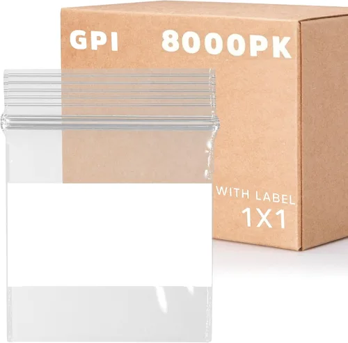 Vista 30 de GPI - Mini bolsas con cremallera de 1 x 1 pulgada, paquete de 100 bolsas de plástico transparente con cierre con cremallera con bloque blanco