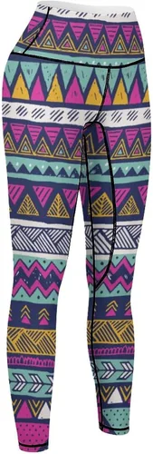 Vista 3 de Lurhonp Leggings de yoga azteca de cintura alta con control de abdomen para mujer