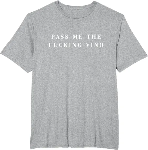 Vista 30 de Pásame el maldito Vino. Camiseta divertida con texto en inglés «Wine nice lettering AM PM Fun»