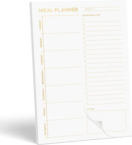 Vista 7 de Bloc de notas de planificación de comidas con 52 hojas arrancables, almohadilla magnética para planificación de comidas para refrigerador de 6 x 9