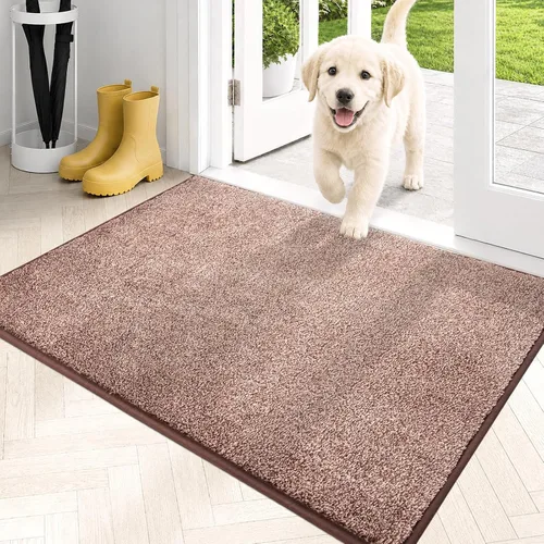 Vista 52 de PURRUGS Tapete para puerta con atrapamiento de suciedad, 20 x 31.5 pulgadas, antideslizante, lavable a máquina, tapete para puerta de perro, tapete
