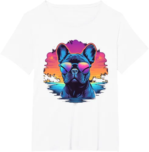 Vista 50 de Camiseta de perro Bulldog Francés para hombres y mujeres, Negro