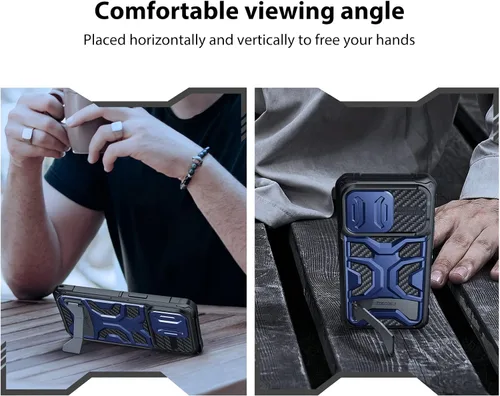 Vista 3 de Nillkin Funda para iPhone 14 Pro con soporte invisible [compatible con MagSafe] [Funda para cámara deslizante], protección contra caídas de grado