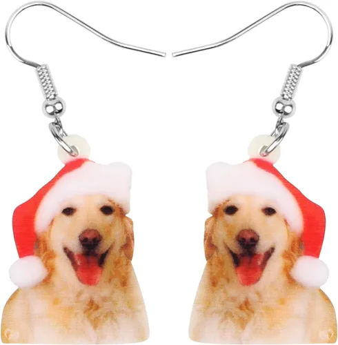 Vista 20 de Newei - Pendientes colgantes de Navidad con diseño de perro, joyería para regalos para mujeres y niñas Chihuahua E