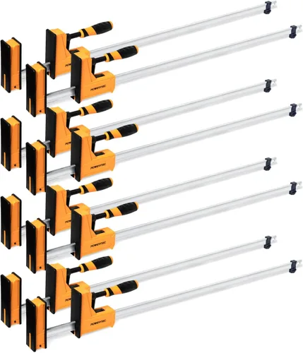 Vista 12 de POWERTEC 71368 Abrazaderas paralelas de 24 pulgadas para carpintería Abrazadera de 90 grados de barra de acero resistente con herramienta