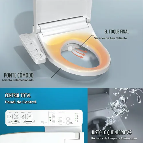Vista 2 de TOTO® WASHLET® KC2 Asiento electrónico para bidé con asiento calefactado y tapa de cierre suave, redondo, blanco algodón - SW3023#01