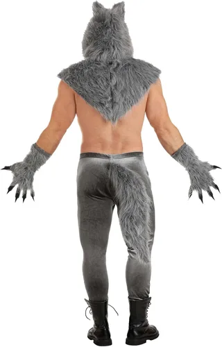 Vista 2 de Da rienda suelta a tu lobo interior con nuestro disfraz de lobo exclusivo para hombre, Howl-oween Just Got Wilder