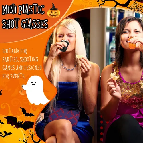 Vista 4 de Sliner 200 vasos de chupito de Halloween de 2 onzas, vasos de plástico